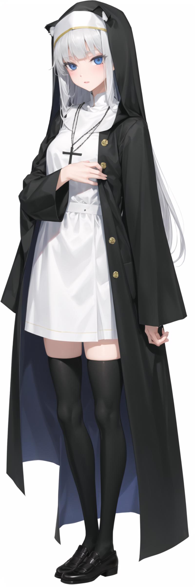 00192-3082457306-Kagarino-Kirie-nu, (full body_1.5), nun, white background, (standing), white thighhighs,_.png